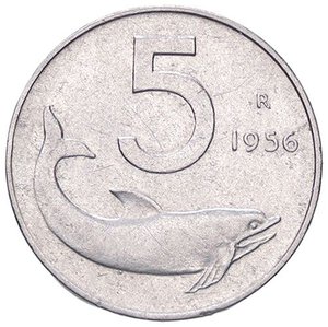 reverse: REPUBBLICA ITALIANA - Repubblica Italiana (monetazione in lire) (1946-2001) - 5 Lire 1956 Mont. 8 RR IT. BB-SPL