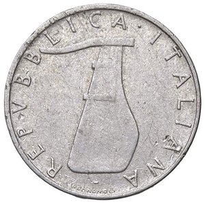 obverse: REPUBBLICA ITALIANA - Repubblica Italiana (monetazione in lire) (1946-2001) - 5 Lire 1956 Mont. 8 RR IT. BB