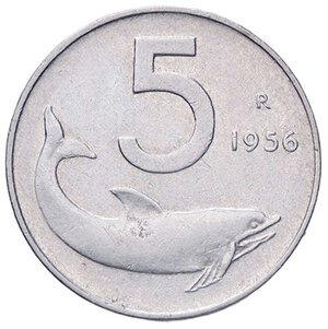 reverse: REPUBBLICA ITALIANA - Repubblica Italiana (monetazione in lire) (1946-2001) - 5 Lire 1956 Mont. 8 RR IT. BB