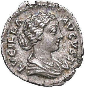 obverse: ROMANE IMPERIALI - Lucilla (moglie di L. Vero) - Denario C. 36; RIC 770  (AG g. 3). bello SPL