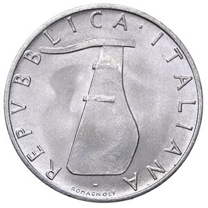 obverse: REPUBBLICA ITALIANA - Repubblica Italiana (monetazione in lire) (1946-2001) - 5 Lire 1969 Mont. 12 NC IT 1 della data rovesciato. FDC