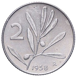 reverse: REPUBBLICA ITALIANA - Repubblica Italiana (monetazione in lire) (1946-2001) - 2 Lire 1958 Mont. 7 RR IT. BB-SPL