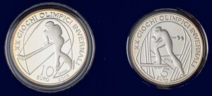 obverse: REPUBBLICA ITALIANA - Repubblica Italiana (monetazione in euro) (2002) - 10 e 5 Euro 2005 - Torino 2006   AG 2° emissione. FS