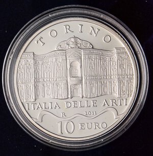 reverse: REPUBBLICA ITALIANA - Repubblica Italiana (monetazione in euro) (2002) - 10 Euro 2011 - Torino   AG In confezione. FS