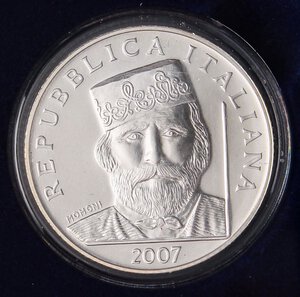 obverse: REPUBBLICA ITALIANA - Repubblica Italiana (monetazione in euro) (2002) - 5 Euro 2007 - Garibaldi   AG In confezione. FDC