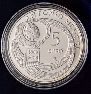 reverse: REPUBBLICA ITALIANA - Repubblica Italiana (monetazione in euro) (2002) - 5 Euro 2008 - Meucci   AG In confezione. FS