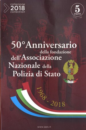 obverse: REPUBBLICA ITALIANA - Repubblica Italiana (monetazione in euro) (2002) - 5 Euro 2018 - Associazione Nazionale polizia di Stato   AG In confezione un po  rovinata. FDC