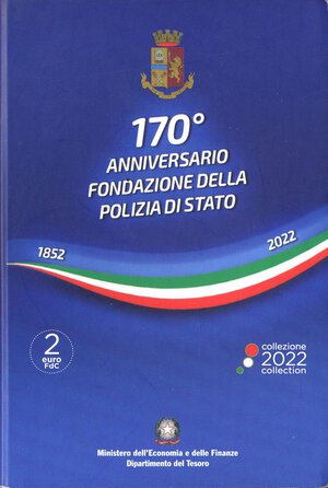 obverse: REPUBBLICA ITALIANA - Repubblica Italiana (monetazione in euro) (2002) - 2 Euro 2022 - Polizia di Stato   NI In cartoncino. FDC