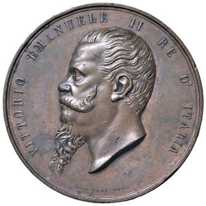 obverse: MEDAGLIE - SAVOIA - Vittorio Emanuele II Re d Italia (1861-1878) - Medaglia 1869 - Visita del Principe  R AE  Opus: Gori Ø 50. SPL