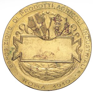 reverse: MEDAGLIE - SAVOIA - Vittorio Emanuele III (1900-1943) - Medaglia 1910 - Roma, esposizioni prodotti agricoli industriali   MD  Ø 60 Colpetti. BB-SPL