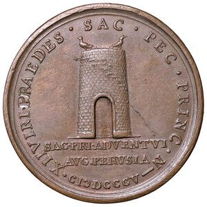 reverse: MEDAGLIE - PAPALI - Pio VII (1800-1823) - Medaglia 1805 - Passaggio del Papa a Perugia Br. 2194 R AE  Opus: Mercandetti Ø 37. qFDC