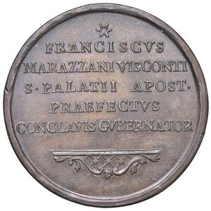 reverse: MEDAGLIE - PAPALI - Sede Vacante (1823) - Medaglia 1823 Boccia 82; Bart. p. 242 R AE  Opus: Pasinati Ø 29Prefetto dei Sacri Palazzi Apostolici e Governatore del Conclave Monsignore Francesco Marazzani Visconti (Seconda variante) Punti di incrostazione al D/. SPL