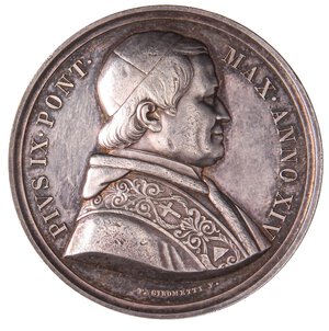 obverse: MEDAGLIE - PAPALI - Pio IX (1846-1866) - Medaglia A. XIV Mont. 46  AG. SPL