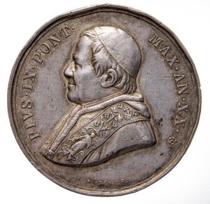 obverse: MEDAGLIE - PAPALI - Pio IX (1846-1866) - Medaglia A. XX   AG  Colpetti. BB