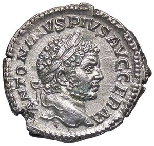 obverse: ROMANE IMPERIALI - Caracalla (198-217) - Denario   (AG g. 3,66). bello SPL