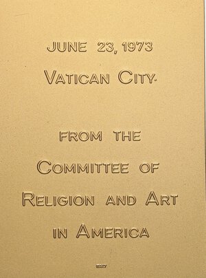 reverse: MEDAGLIE - PAPALI - Paolo VI (1963-1978) - Placchetta 1973 - Religion and Art in America  R MD  Opus: Manfrinimm 59x79. FDC