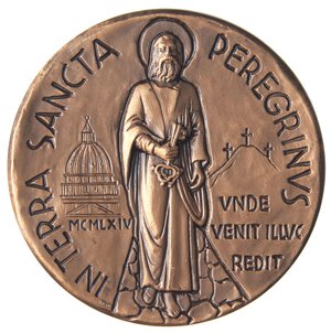 reverse: MEDAGLIE - PAPALI - Paolo VI (1963-1978) - Medaglia 1964 - Viaggio in Terra Santa   AE  Opus: Varisco Ø 49. FDC