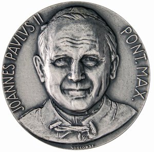 obverse: MEDAGLIE - PAPALI - Giovanni Paolo II (1978-2005) - Medaglia 1983 - Anniversario della Redenzione   AG  Ø 44In confezione con all interno del nastro adesivo. FDC