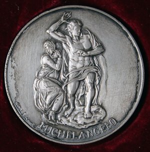 obverse: MEDAGLIE - PAPALI - Giovanni Paolo II (1978-2005) - Medaglia 1994 - Musei Vaticani, Michelangelo   AG  Opus: Contri Ø 4In scatola Segni al ciglio. qFDC