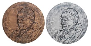 obverse: MEDAGLIE - PAPALI - Giovanni Paolo II (1978-2005) - Dittico 1988 - Visita a Parma   AG-AE  Ø 70AG800, gr. 160. FDC