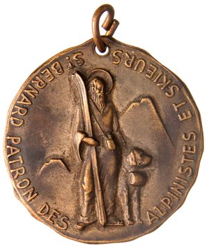 obverse: MEDAGLIE - RELIGIOSE  - Medaglia A San Bernardo, patrono degli alpinisti   AE  Ø 34. SPL