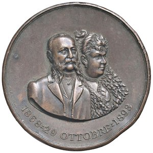 obverse: MEDAGLIE - CITTA  - Milano  - Medaglia 1893 - 25° anniv nozze tra Ferdinando e Claudia Bocconi   AE  Ø 52 Colpetti. BB