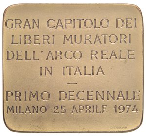 reverse: MEDAGLIE - CITTA  - Milano  - Placchetta 1974   AE mm 45x50. qFDC