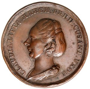 obverse: MEDAGLIE - CITTA  - Pavia  - Medaglia 1775 - Claudia Litta Visconti Arese (moglie di Ferdinando Cusani, Marchese di Chignolo), 1749-1830  R AE  Ø 34. BB+