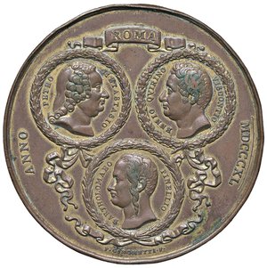 obverse: MEDAGLIE - CITTA  - Roma  - Medaglia 1840 - In onore di Pietro Metastasio, Enrico Quirino Visconti e Bartolomeo Pinelli.   AE  Ø 50 Colpetti. qBB