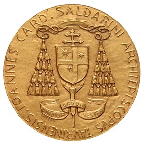 reverse: MEDAGLIE - CITTA  - Torino  - Medaglia Cardinale Giovanni Saldarini   MD  Opus: Manfrini Ø 60. FDC