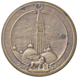 obverse: MEDAGLIE - CITTA  - Venezia  - Medaglia 1912 - Ricostruzione del campanile di San Marco   AE  Opus: Johnson Ø 43. qSPL