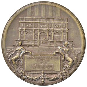 reverse: MEDAGLIE - CITTA  - Venezia  - Medaglia 1912 - Ricostruzione del campanile di San Marco   AE  Opus: Johnson Ø 43. qSPL