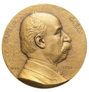 obverse: MEDAGLIE - PERSONAGGI - Camillo Golgi (medico) (1843-1926) - Placchetta uniface   AE  Ø 80 Appiccagnolo rimosso. SPL