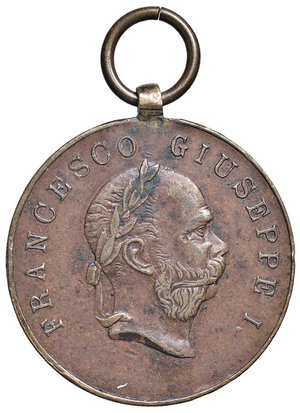 obverse: MEDAGLIE - PERSONAGGI - Francesco Giuseppe I d Austria (1830-1916) - Medaglia 1886 - Riva del Garda  R AE  Ø 30 Colpetti. BB+