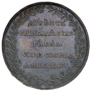 reverse: MEDAGLIE - PERSONAGGI - Maria Luigia di Parma (1791-1847) - Medaglia 1816 - Ingresso di Maria Luigi in Parma   AE  Ø 24. qSPL