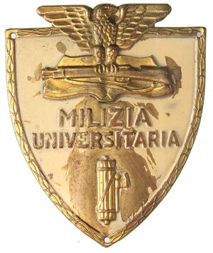 obverse: MEDAGLIE - FASCISTE  - Distintivo Milizia Universitaria   MD mm 53x65. SPL