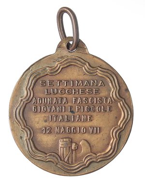 reverse: MEDAGLIE - FASCISTE  - Medaglia 1935 A. VII - Lucca, adunata giovani e piccole italiane   AE  Ø 25. qSPL