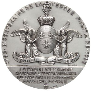 obverse: MEDAGLIE - REPUBBLICA  - Medaglia 1993 - Bicentenario della Vendee Militare   (AG g. 102) Ø 60AG925 - In scatola. FDC