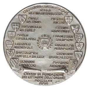 reverse: MEDAGLIE - REPUBBLICA  - Medaglia 2003 - V centenario della disfida di Barletta   (AG g. 128) Ø 60AG925 - In scatola. FDC