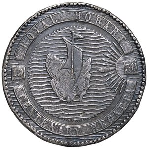 reverse: MEDAGLIE ESTERE - AUSTRALIA - Giorgio VI (1936-1952) - Medaglia 1938 - Tasmania, Hobart Centenary Royal Regatta  R MB  Ø 35 Colpetti. BB+