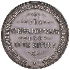 reverse: MEDAGLIE ESTERE - AUSTRIA  - Medaglia XIX secolo - Medaglia premio cooperativa degli albergatori   AG  Ø 36. SPL