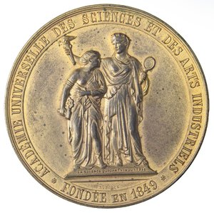 obverse: MEDAGLIE ESTERE - BELGIO - Leopoldo II (1865-1909) - Medaglia 1888 - Accademia universale delle scienze e delle arti industriali   MD  Opus: Fisch Ø 70. bello SPL