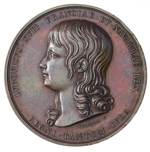 obverse: MEDAGLIE ESTERE - FRANCIA - Luigi XVII (1793-1795) - Medaglia 1795 - Per la sua morte Julius 452  AE  Opus: Depaulis Ø 50 Colpetti. qSPL