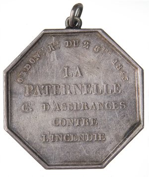 reverse: MEDAGLIE ESTERE - FRANCIA - Luigi Filippo I (1830-1848) - Medaglia 1843 - La Paternalle, compagnia assicurativa   AG  Ø 36sul bordo ARGENT Graffi. BB+