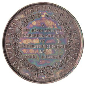 reverse: MEDAGLIE ESTERE - FRANCIA - Napoleone III (1852-1870) - Medaglia 1853 - Visita ad Amiens   AG  Opus: Caquè Ø 50. qSPL