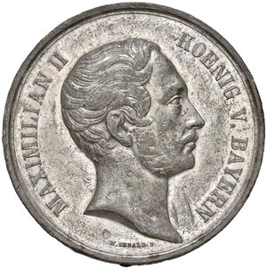 obverse: MEDAGLIE ESTERE - GERMANIA - BAVIERA - Massimiliano II (1848-1864) - Medaglia 1854   MB  Ø 41. qSPL