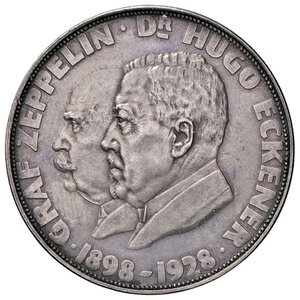 obverse: MEDAGLIE ESTERE - GERMANIA - Repubblica di Weimar (1919-1933) - Medaglia 1928 - Graf Zeppelin e Hugo Eckener   AG  Ø 36Sul bordo: PREUSS. STAATMUNZE SILBER 900FEIN. SPL