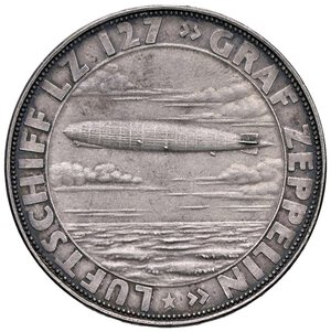 reverse: MEDAGLIE ESTERE - GERMANIA - Repubblica di Weimar (1919-1933) - Medaglia 1928 - Graf Zeppelin e Hugo Eckener   AG  Ø 36Sul bordo: PREUSS. STAATMUNZE SILBER 900FEIN. SPL