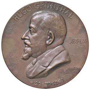 obverse: MEDAGLIE ESTERE - GERMANIA - Repubblica di Weimar (1919-1933) - Medaglia 1929 - Hugo Grunthal, numismatico berlinese   AE  Ø 55. BB