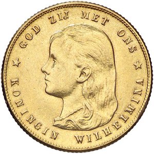 obverse: MEDAGLIE ESTERE - OLANDA - Guglielmina (1890-1948) - Medaglia 1897   (AU g. 6)Riproduzione di moneta - NO RETURN. qSPL